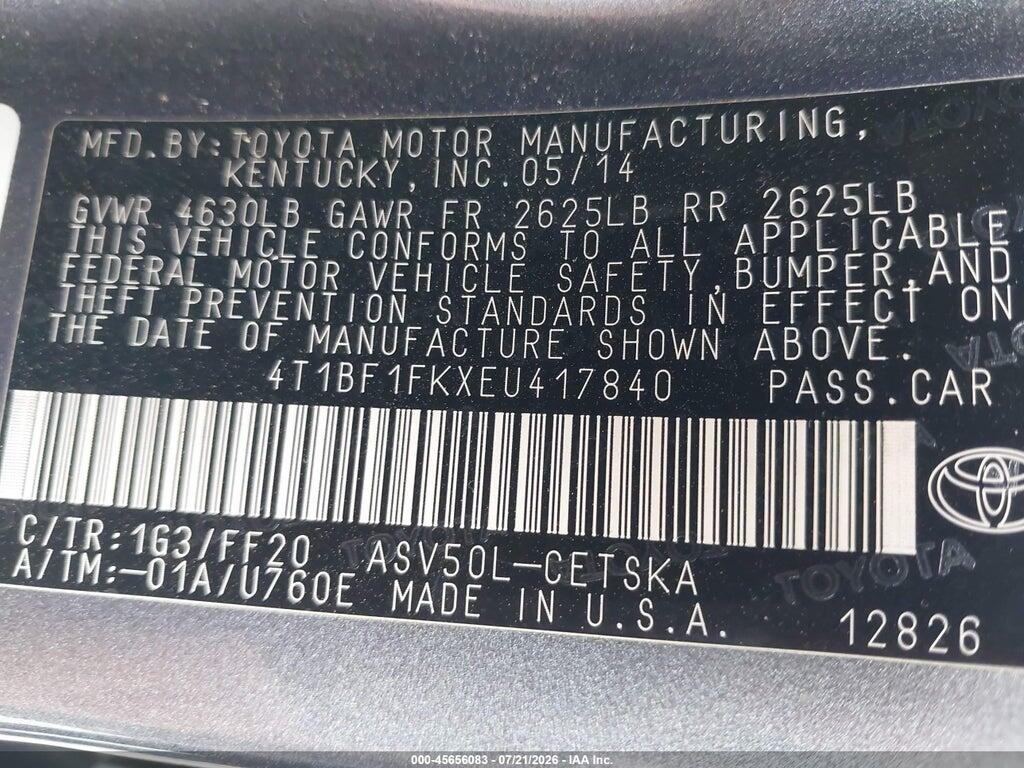 4T1BF1FKXEU417840 2014 TOYOTA CAMRY photo no. 9