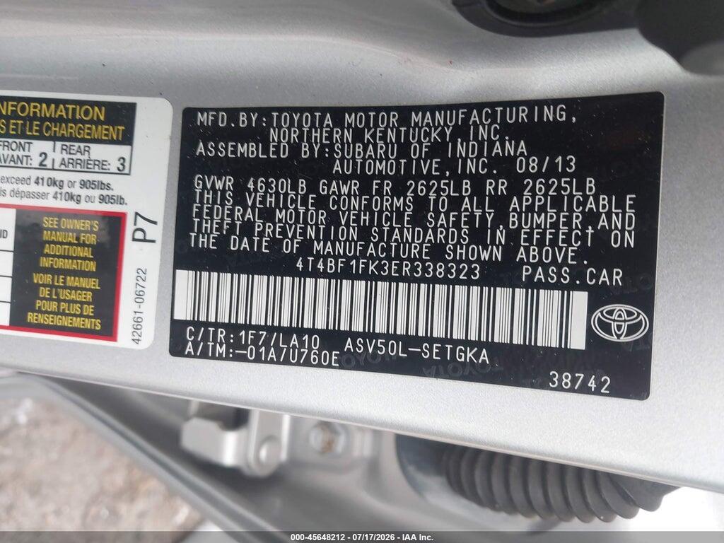 4T4BF1FK3ER338323 2014 TOYOTA CAMRY photo no. 9
