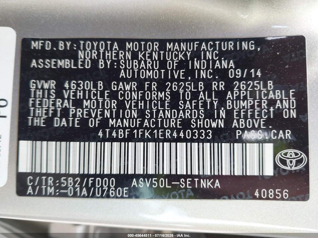 4T4BF1FK1ER440333 2014 TOYOTA CAMRY photo no. 9