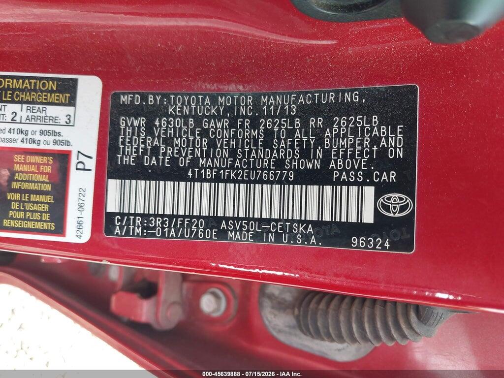 4T1BF1FK2EU766779 2014 TOYOTA CAMRY photo no. 9