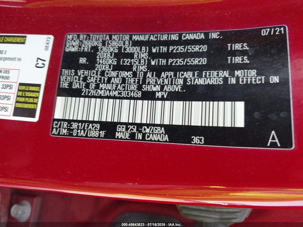 2T2HZMDA4MC303468 2021 LEXUS RX 350 photo no. 9