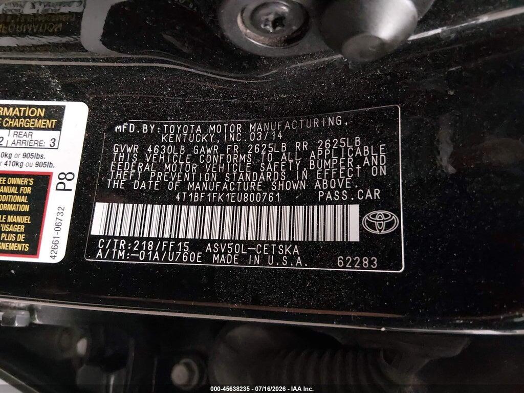 4T1BF1FK1EU800761 2014 TOYOTA CAMRY photo no. 9
