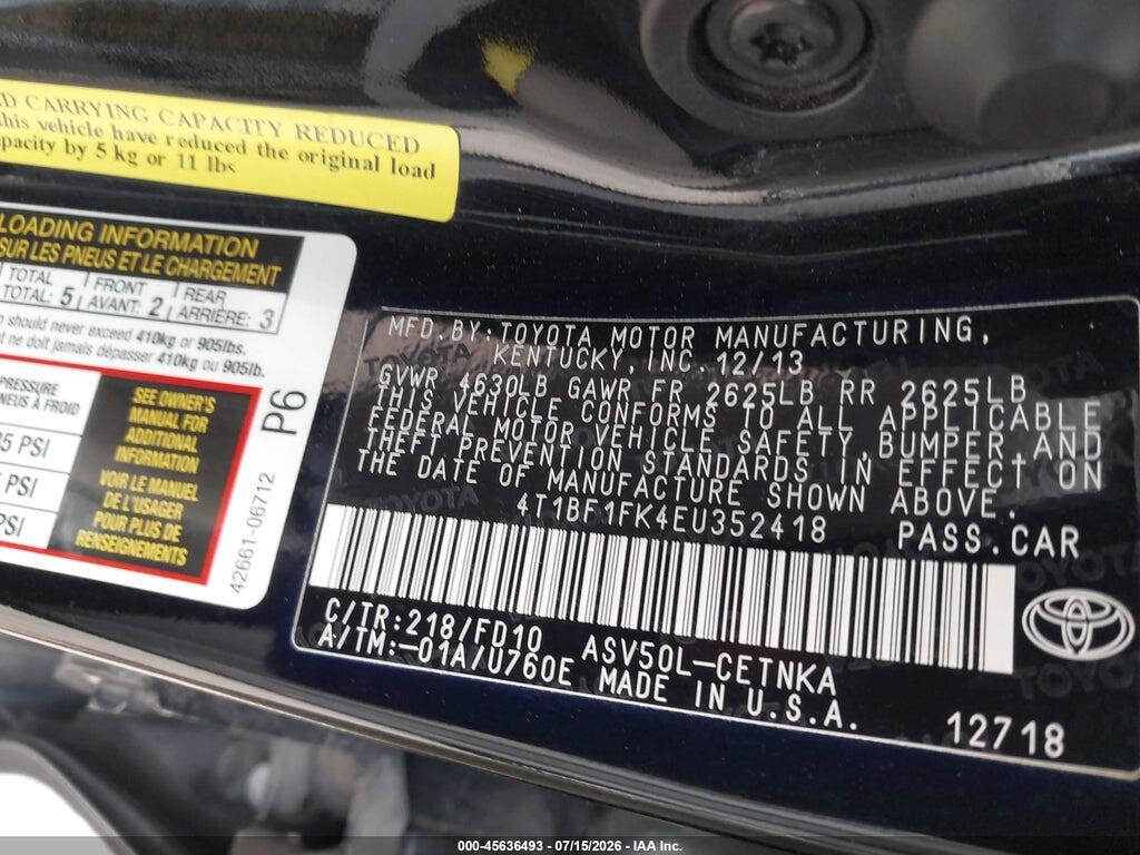4T1BF1FK4EU352418 2014 TOYOTA CAMRY photo no. 9