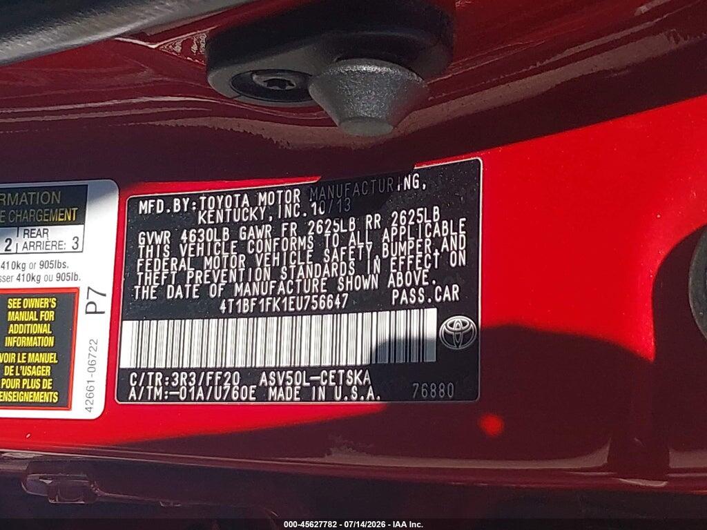 4T1BF1FK1EU756647 2014 TOYOTA CAMRY photo no. 9