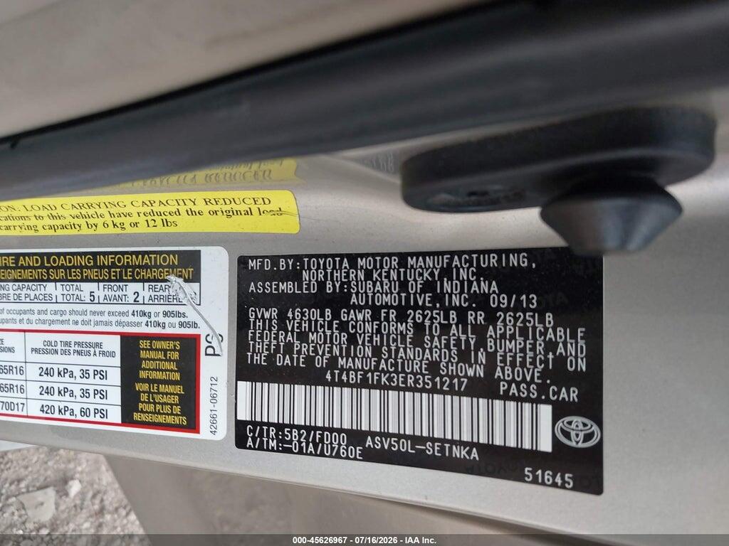 4T4BF1FK3ER351217 2014 TOYOTA CAMRY photo no. 9