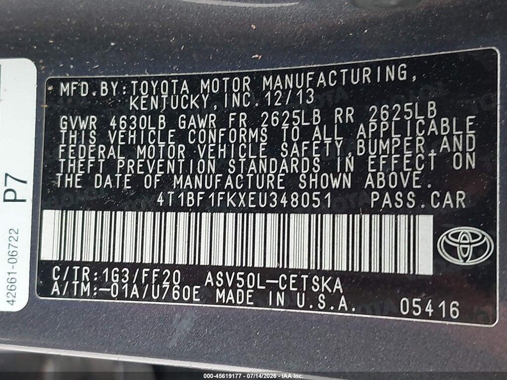4T1BF1FKXEU348051 2014 TOYOTA CAMRY photo no. 9