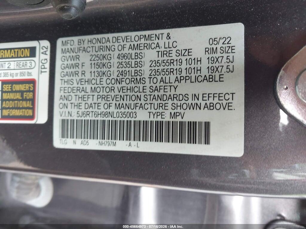 5J6RT6H98NL035003 2022 HONDA CR-V HYBRID photo no. 9