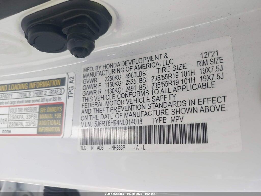 5J6RT6H94NL014018 2022 HONDA CR-V HYBRID photo no. 9