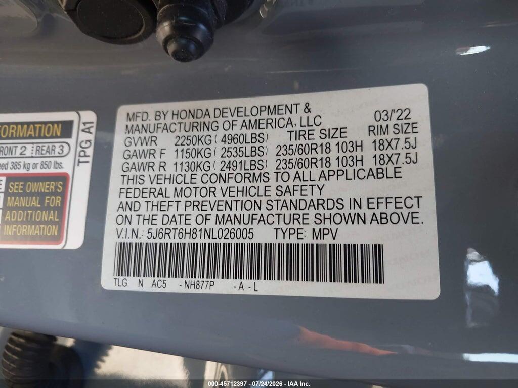 5J6RT6H81NL026005 2022 HONDA CR-V HYBRID photo no. 9