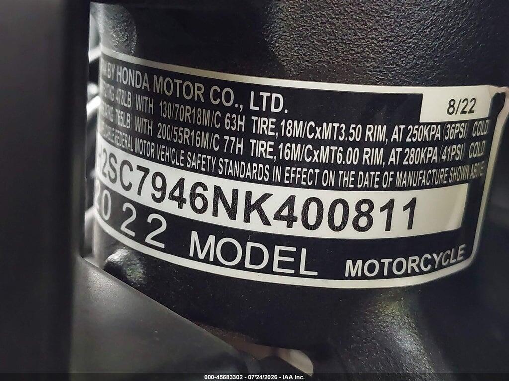 JH2SC7946NK400811 2022 HONDA GL1800 photo no. 10