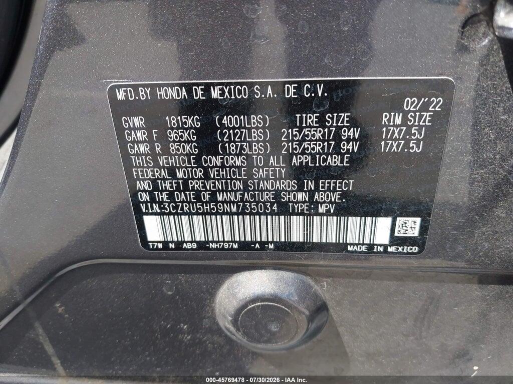 3CZRU5H59NM735034 2022 HONDA HR-V photo no. 9