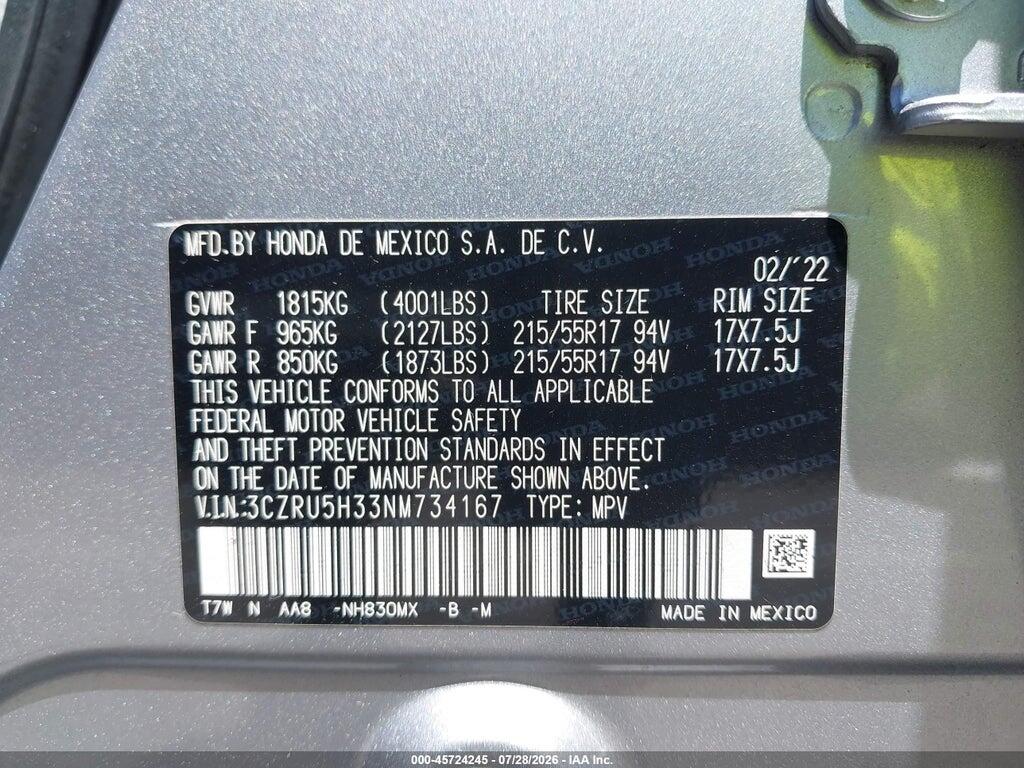 3CZRU5H33NM734167 2022 HONDA HR-V photo no. 9
