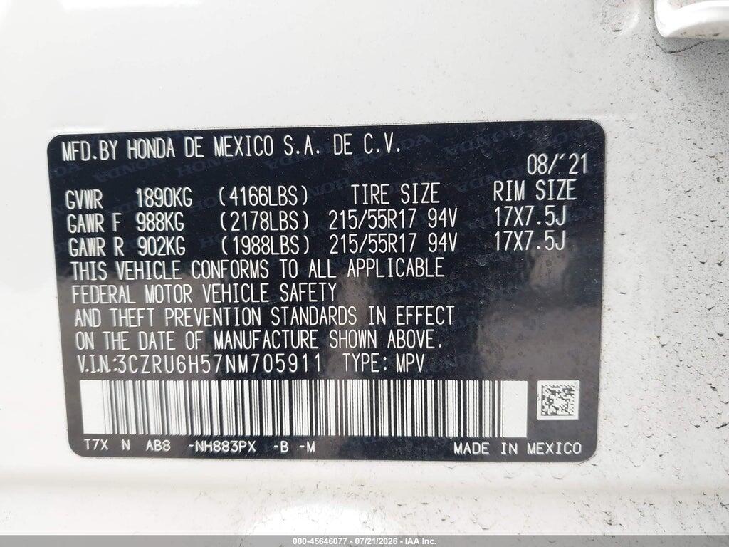 3CZRU6H57NM705911 2022 HONDA HR-V photo no. 9