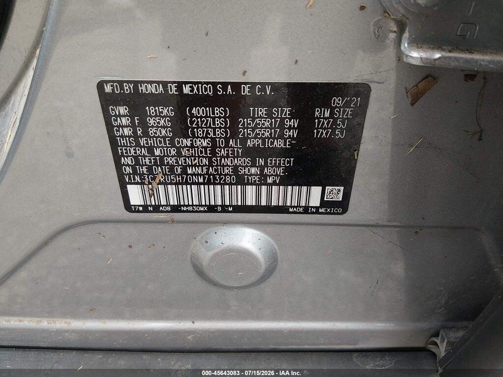 3CZRU5H70NM713280 2022 HONDA HR-V photo no. 9