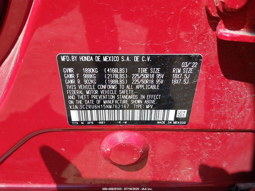 3CZRU6H15NM762167 2022 HONDA HR-V photo no. 9