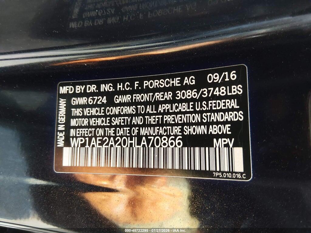 WP1AE2A20HLA70866 2017 PORSCHE CAYENNE E-HYBRID photo no. 9