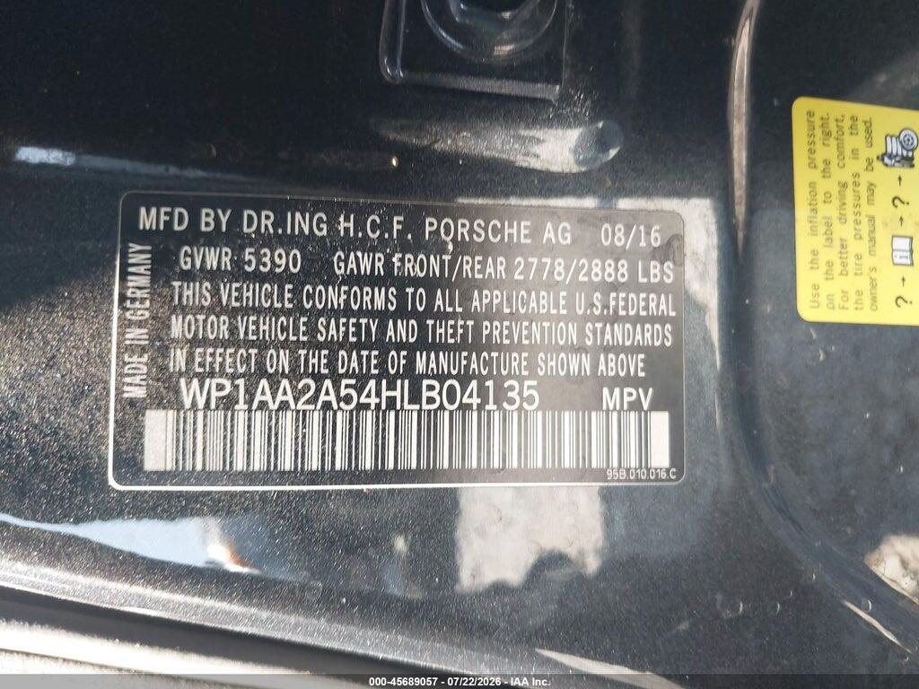 WP1AA2A54HLB04135 2017 PORSCHE MACAN photo no. 9