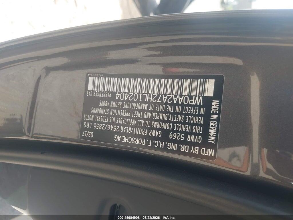 WP0AA2A72HL102404 2017 PORSCHE PANAMERA photo no. 9