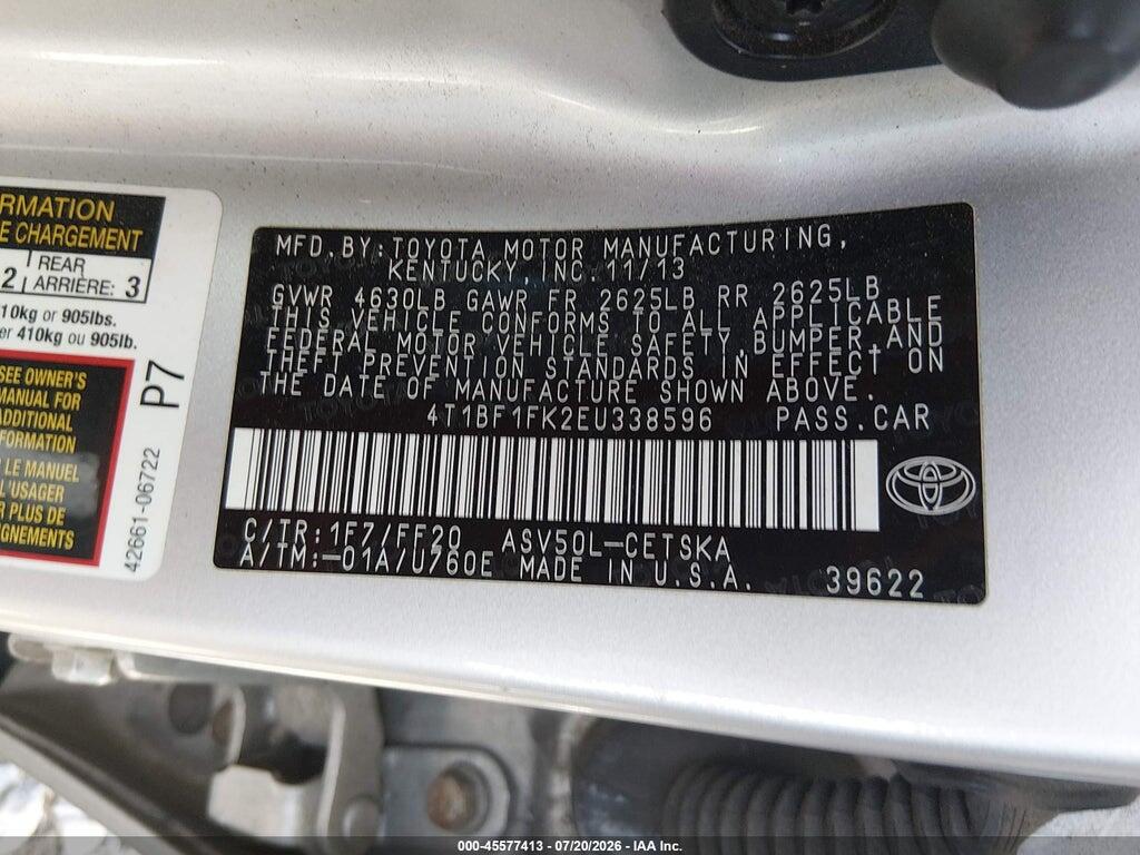 4T1BF1FK2EU338596 2014 TOYOTA CAMRY photo no. 9