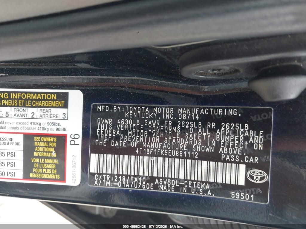 4T1BF1FK5EU861112 2014 TOYOTA CAMRY photo no. 9