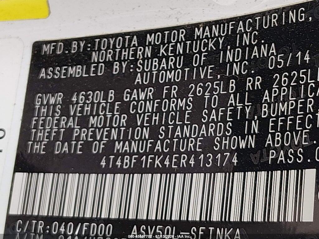 4T4BF1FK4ER413174 2014 TOYOTA CAMRY photo no. 9
