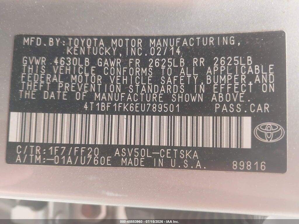4T1BF1FK6EU789501 2014 TOYOTA CAMRY photo no. 9