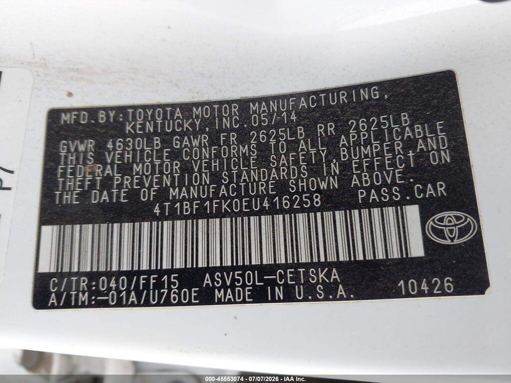 4T1BF1FK0EU416258 2014 TOYOTA CAMRY photo no. 9
