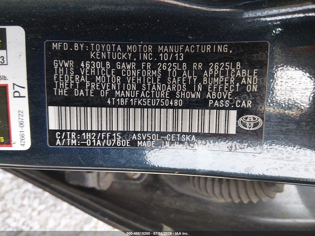 4T1BF1FK5EU750480 2014 TOYOTA CAMRY photo no. 9