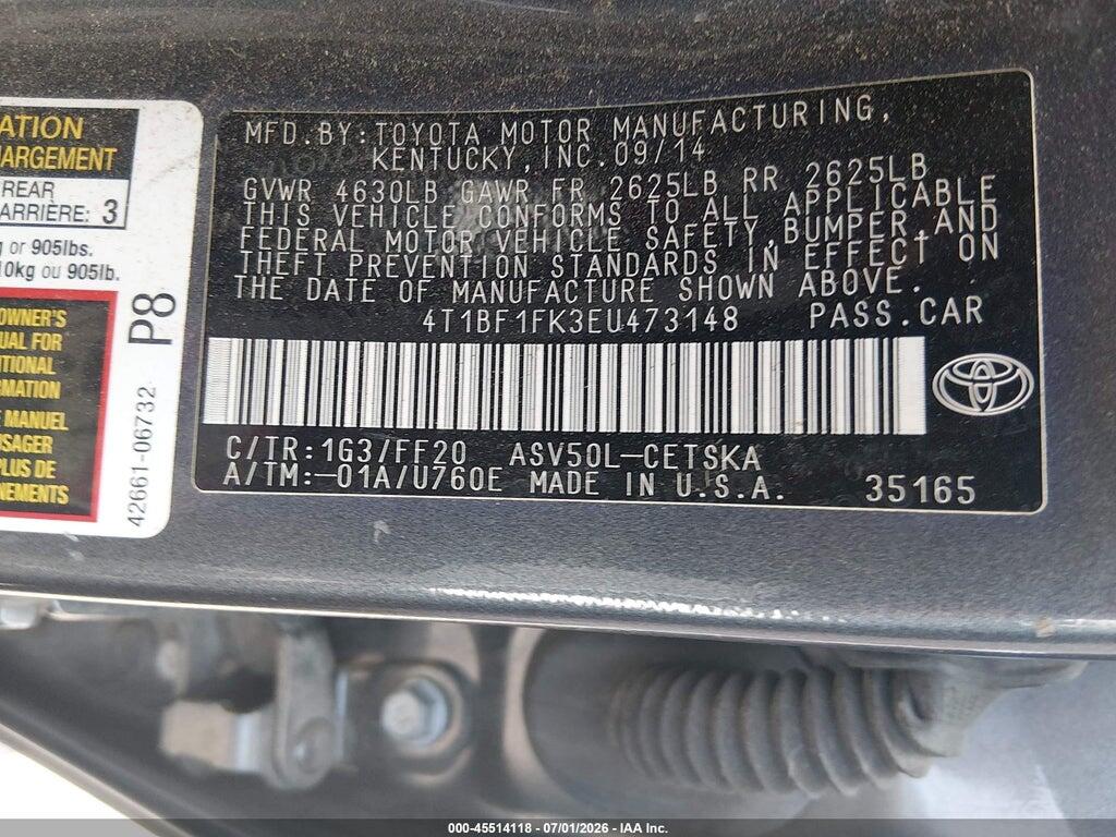 4T1BF1FK3EU473148 2014 TOYOTA CAMRY photo no. 9