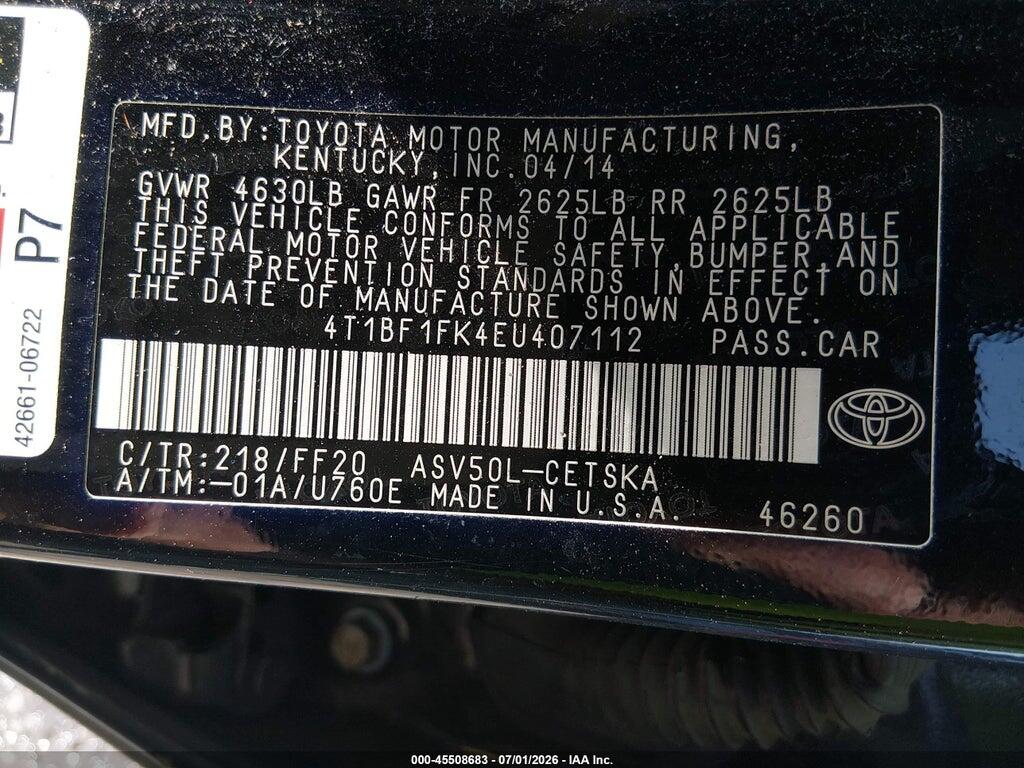 4T1BF1FK4EU407112 2014 TOYOTA CAMRY photo no. 9