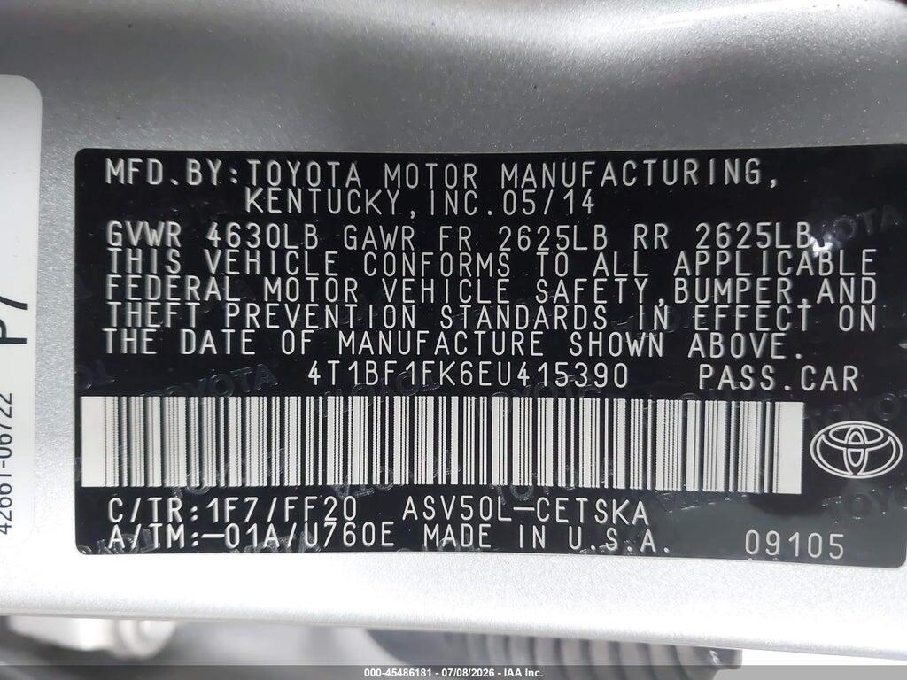 4T1BF1FK6EU415390 2014 TOYOTA CAMRY photo no. 9