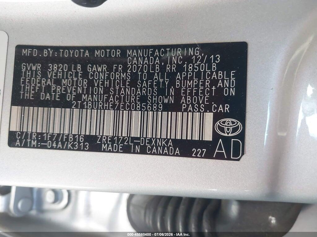 2T1BURHE7EC085689 2014 TOYOTA COROLLA photo no. 9