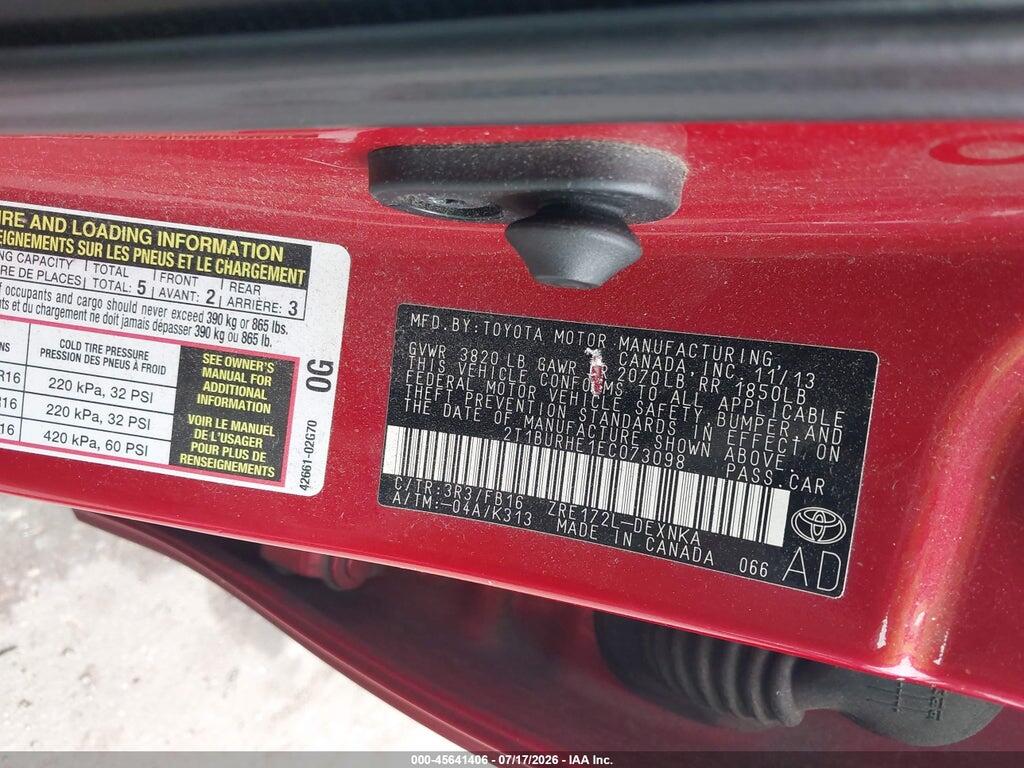 2T1BURHE1EC073098 2014 TOYOTA COROLLA photo no. 9