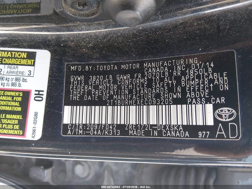 2T1BURHEXEC093205 2014 TOYOTA COROLLA photo no. 9