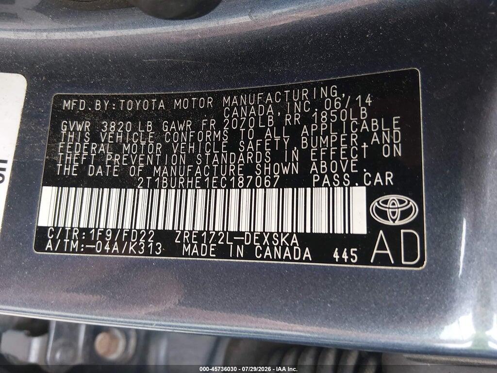 2T1BURHE1EC187067 2014 TOYOTA COROLLA photo no. 9