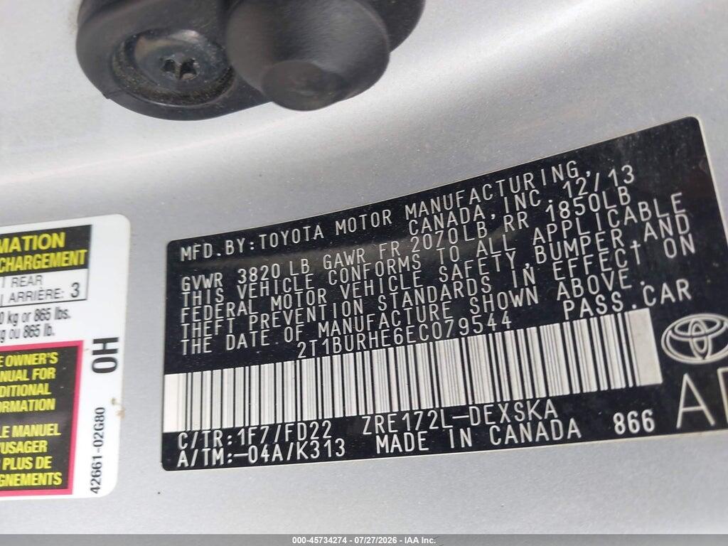 2T1BURHE6EC079544 2014 TOYOTA COROLLA photo no. 9