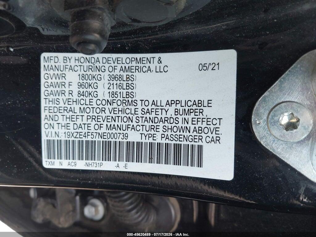19XZE4F57NE000739 2022 HONDA INSIGHT photo no. 9