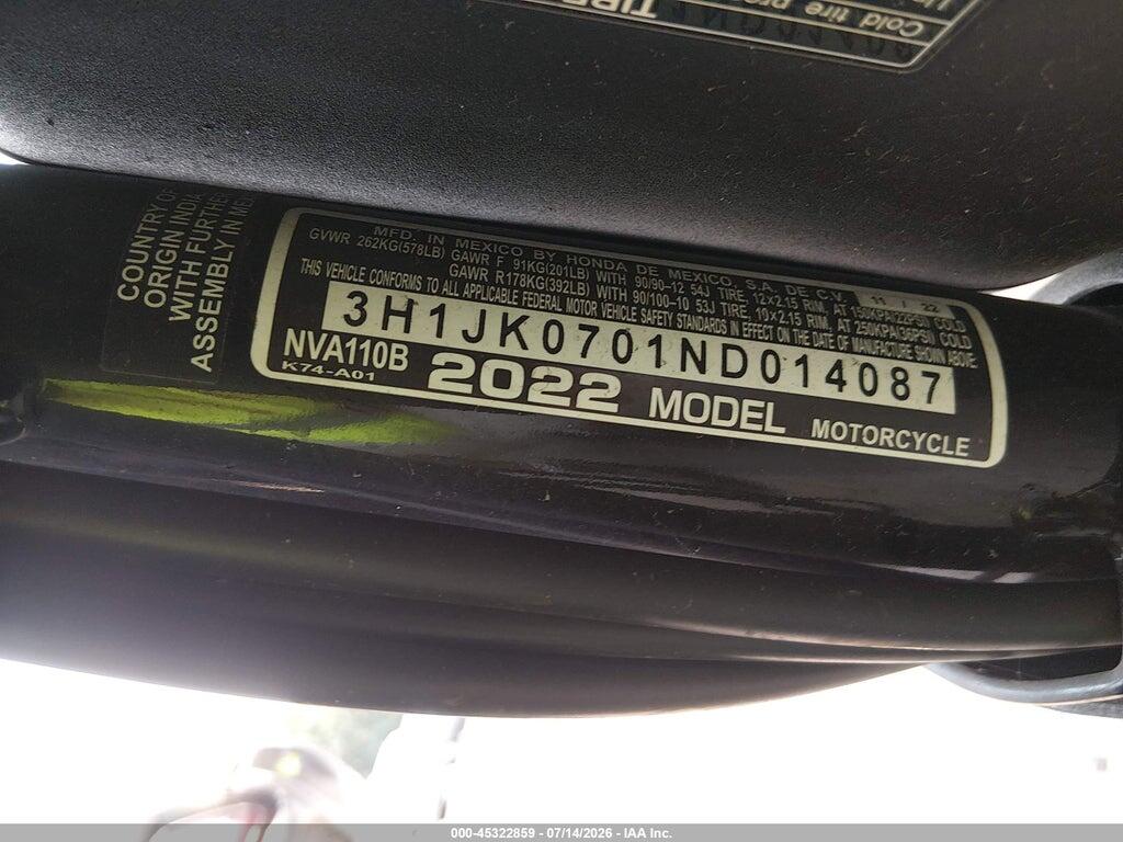 3H1JK0701ND014087 2022 HONDA NVA110 photo no. 10
