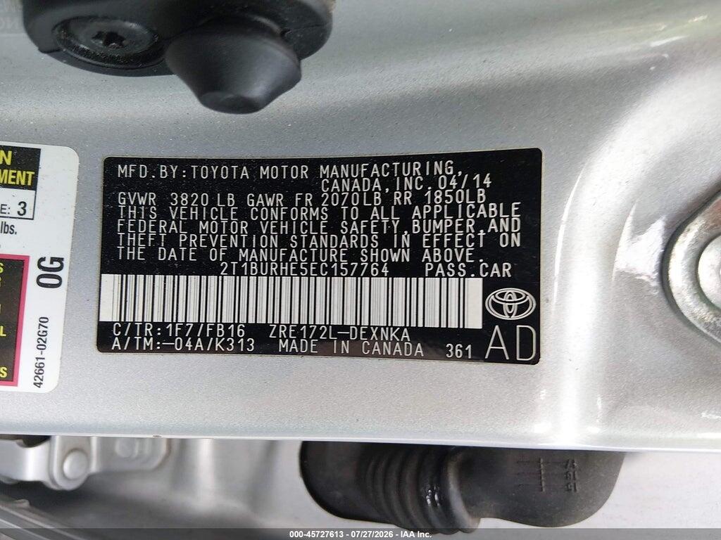 2T1BURHE5EC157764 2014 TOYOTA COROLLA photo no. 9