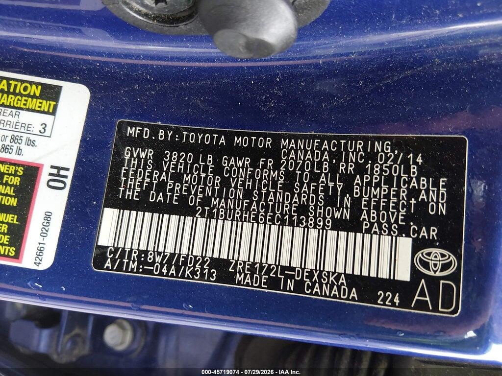 2T1BURHE6EC113899 2014 TOYOTA COROLLA photo no. 9