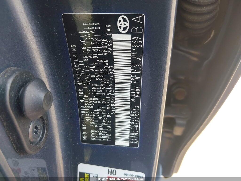 5YFBURHEXEP124923 2014 TOYOTA COROLLA photo no. 9