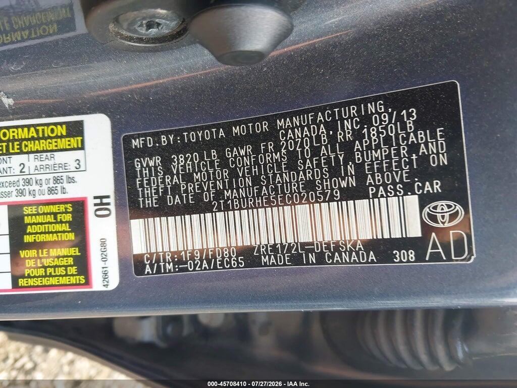 2T1BURHE5EC020579 2014 TOYOTA COROLLA photo no. 9