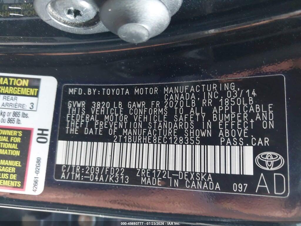 2T1BURHE8EC128355 2014 TOYOTA COROLLA photo no. 9