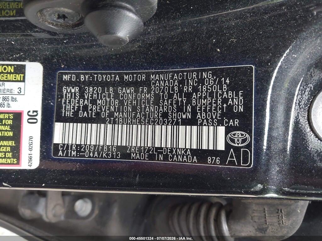 2T1BURHE5EC203271 2014 TOYOTA COROLLA photo no. 9