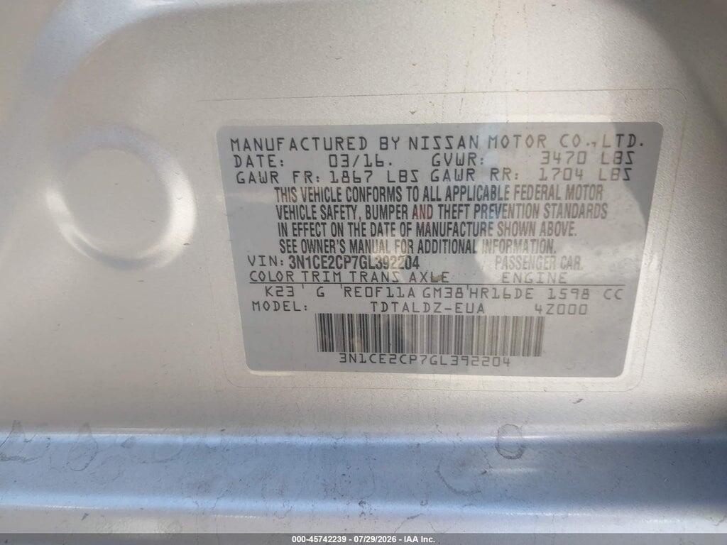 3N1CE2CP7GL392204 2016 NISSAN VERSA NOTE photo no. 9