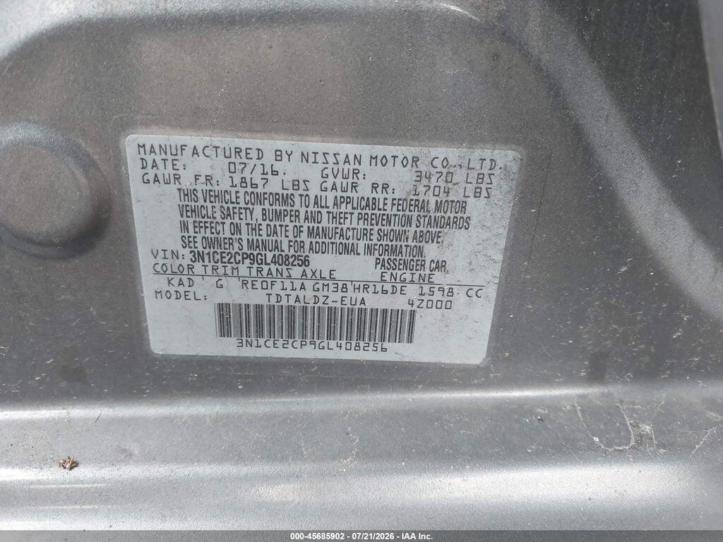 3N1CE2CP9GL408256 2016 NISSAN VERSA NOTE photo no. 9