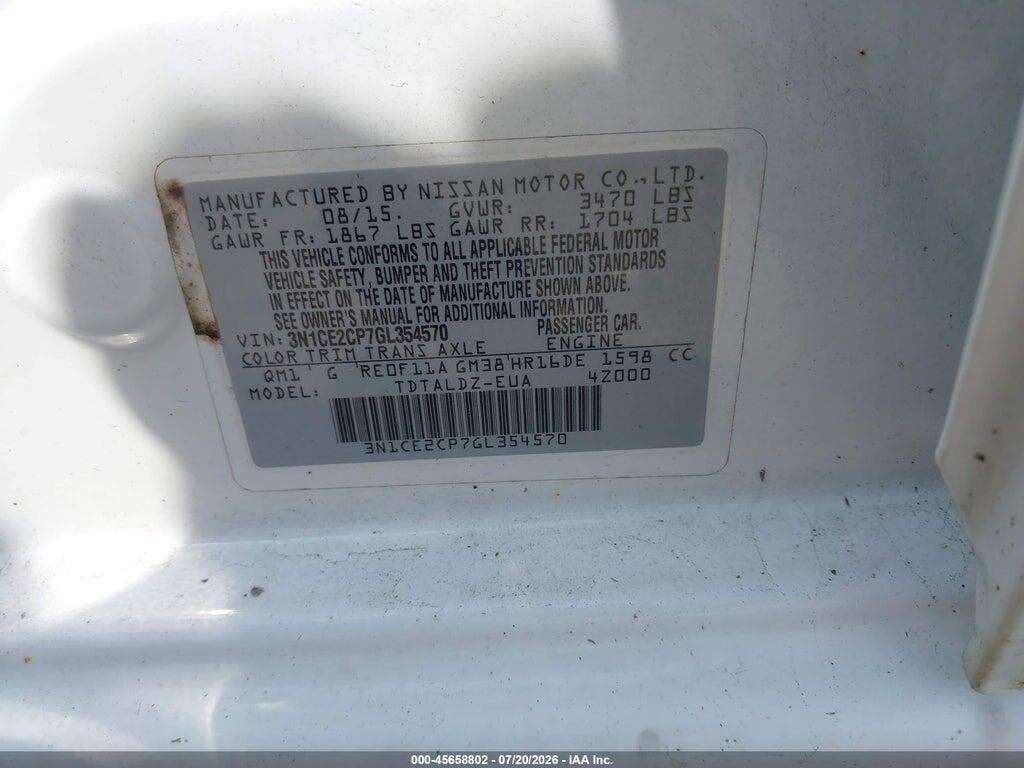 3N1CE2CP7GL354570 2016 NISSAN VERSA NOTE photo no. 9