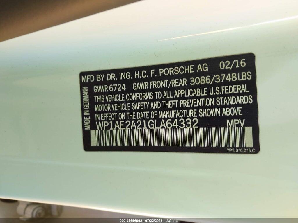 WP1AE2A21GLA64332 2016 PORSCHE CAYENNE E-HYBRID photo no. 9