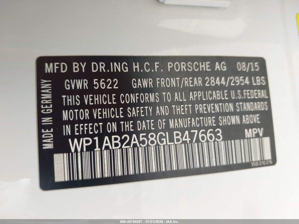 WP1AB2A58GLB47663 2016 PORSCHE MACAN photo no. 9