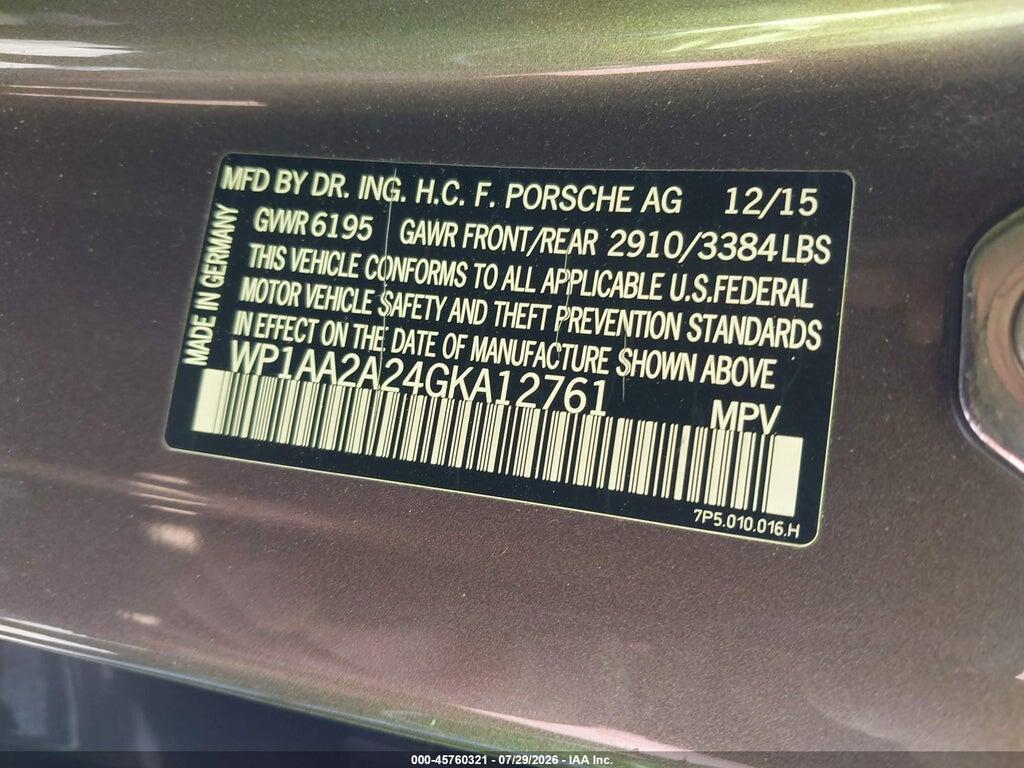WP1AA2A24GKA12761 2016 PORSCHE CAYENNE photo no. 9